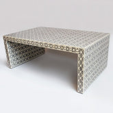 Maaya Bone Inlay Rectangular Coffee Table Grey Geometric